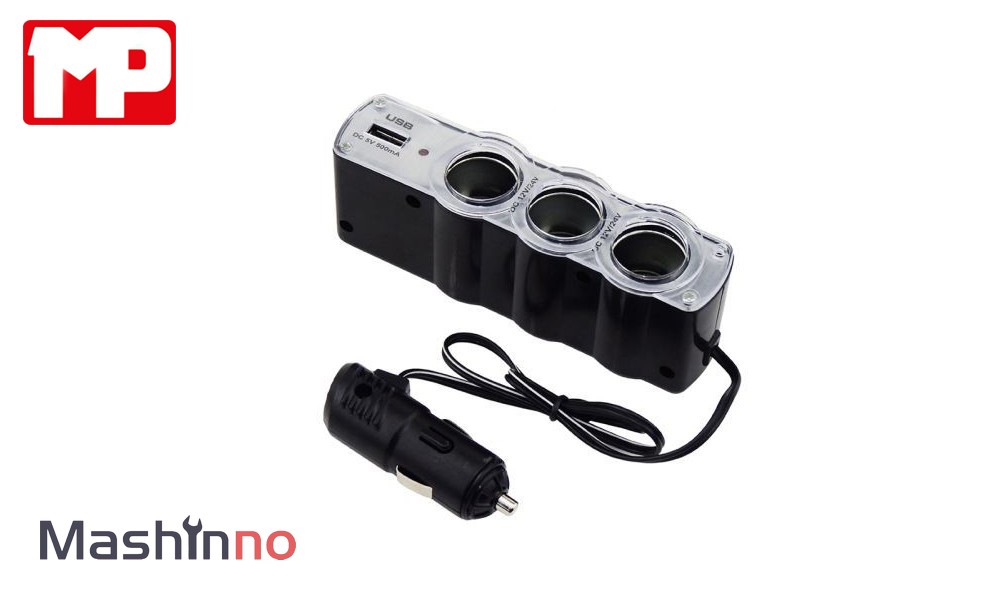 سه راهی شارژر فندکی با پورت USB ام پی