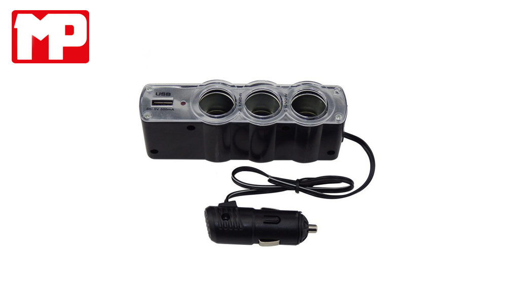 سه راهی شارژر فندکی با پورت USB ام پی