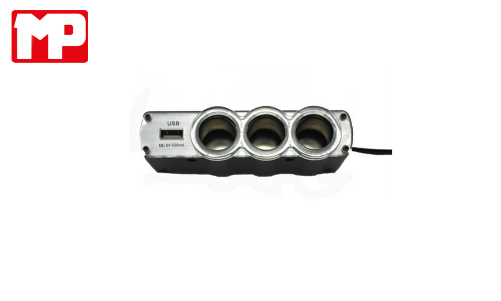 سه راهی شارژر فندکی با پورت USB ام پی
